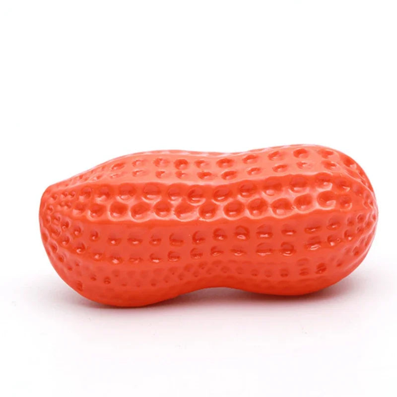 Dog Peanut Shaped Chew Toy Squeaker Rubber Teething Toy