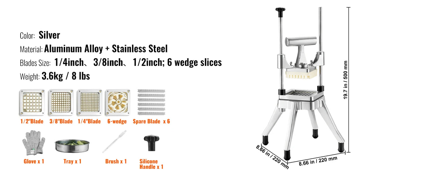 VEVOR Commercial Vegetable Dicer Cutter With 4 Blades Tray