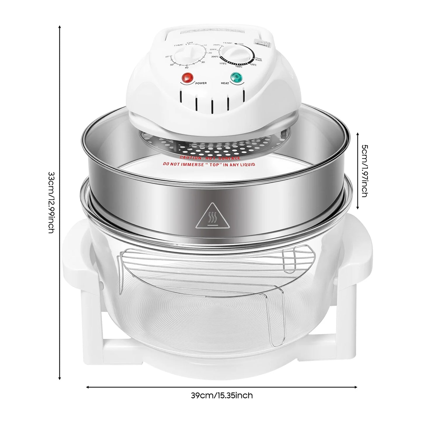 Visual Air Fryer 1200-1400W 360 Degree Hot Air Circulation Oil Free Cooker