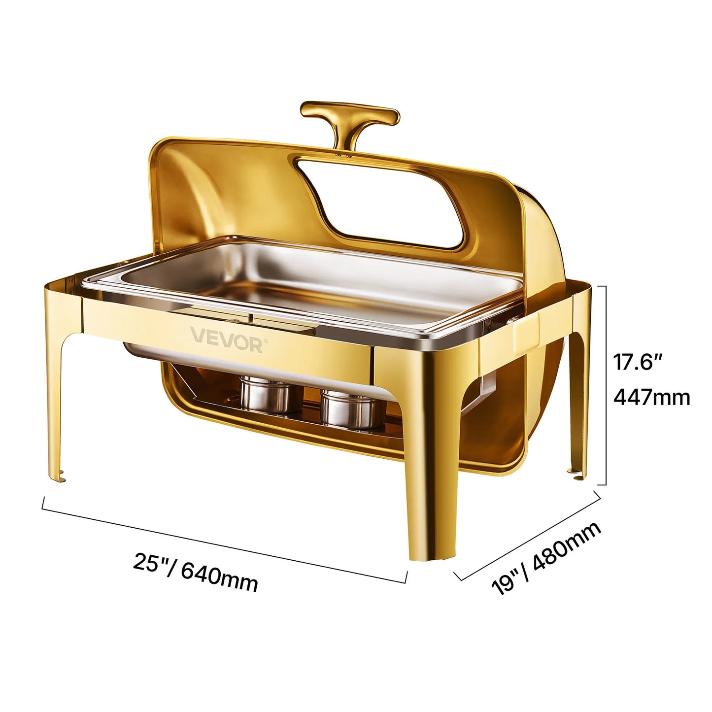 SucceBuy Roll Top Chafing Dish With Visible Lid Stainless Steel