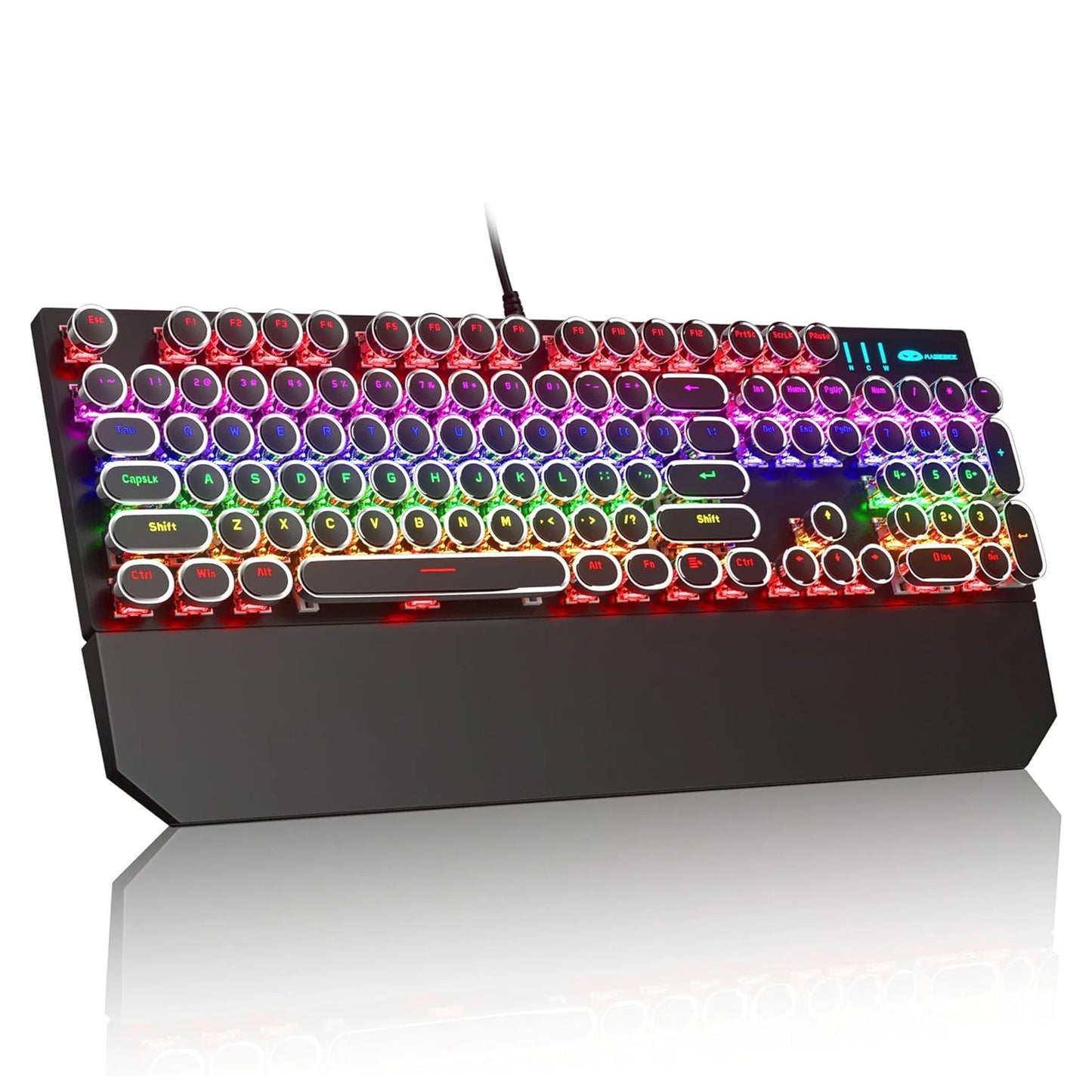 MageGee Typewriter Mechanical Gaming Keyboard Retro Round Keycaps