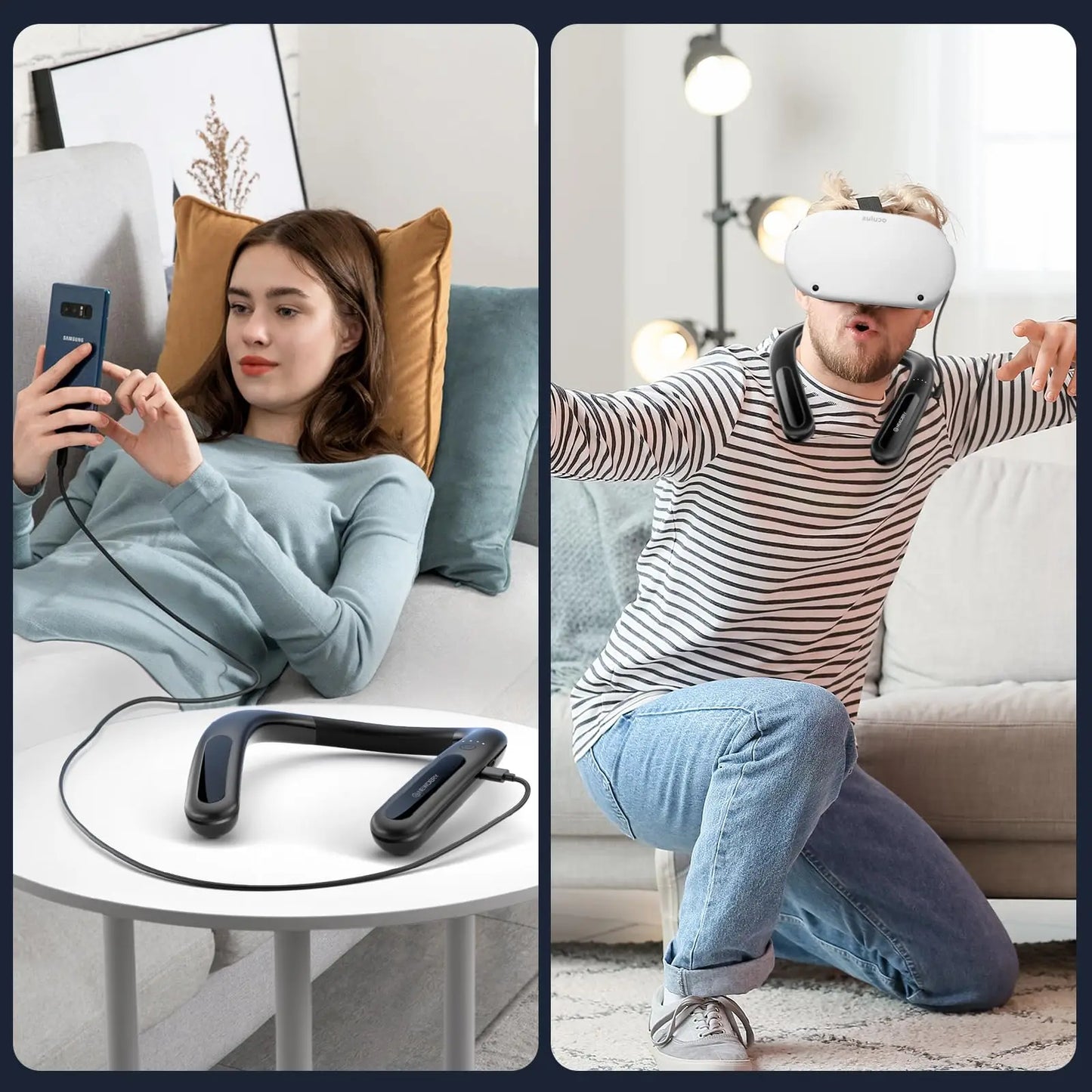 NEWDERY 10000mAh Hanging Neck Power Bank for Meta Quest 3S / 3/2 / Pro, Pico 4/4 Pro, HTC Vive, PSVR 2 Fast Charger Battery Pack