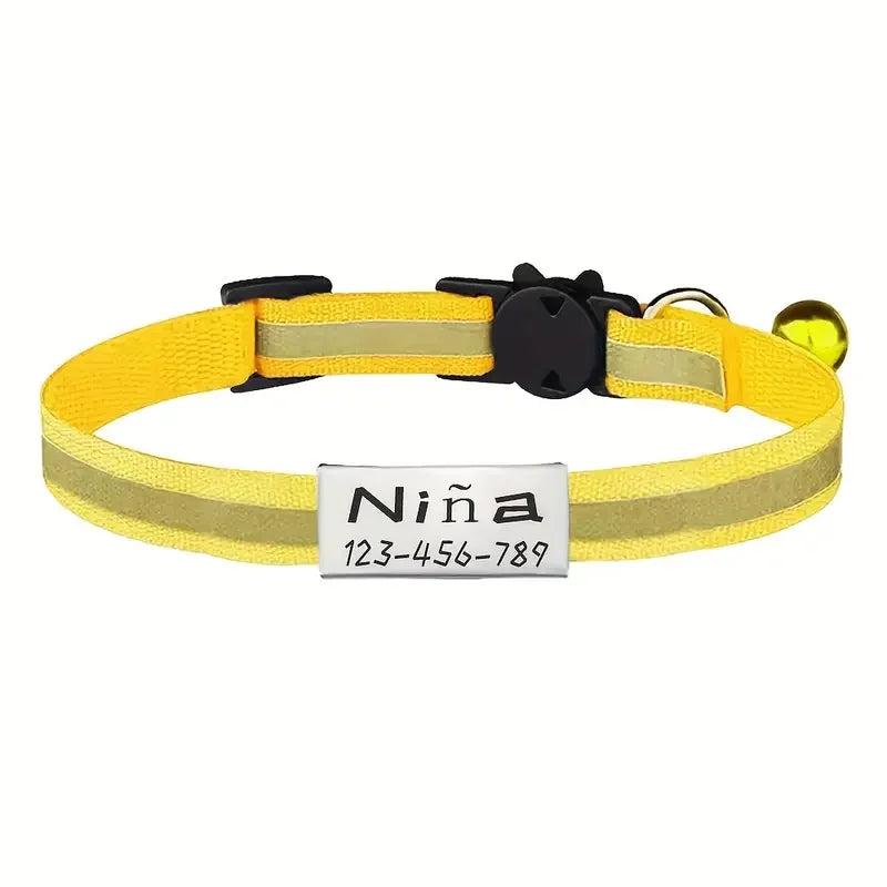 Personalized Reflective Cat Safety Collar Adjustable With Engraved ID