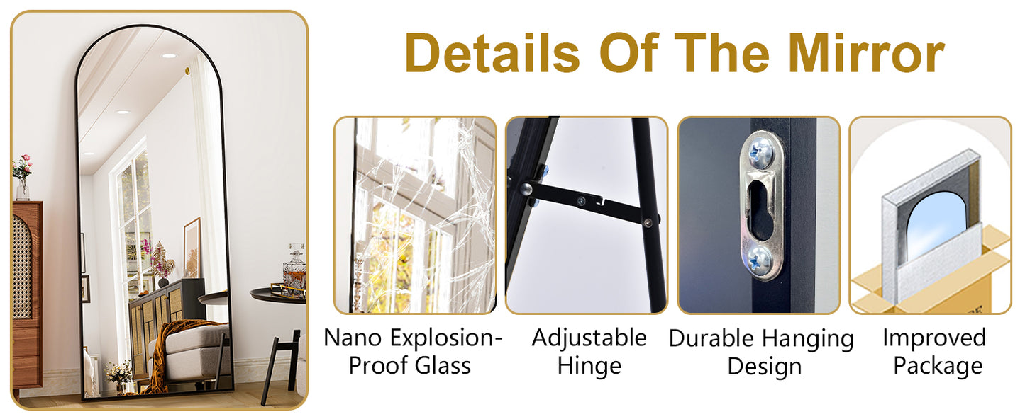 HARRITPURE Full Length Mirror With Aluminum Frame For Living Room