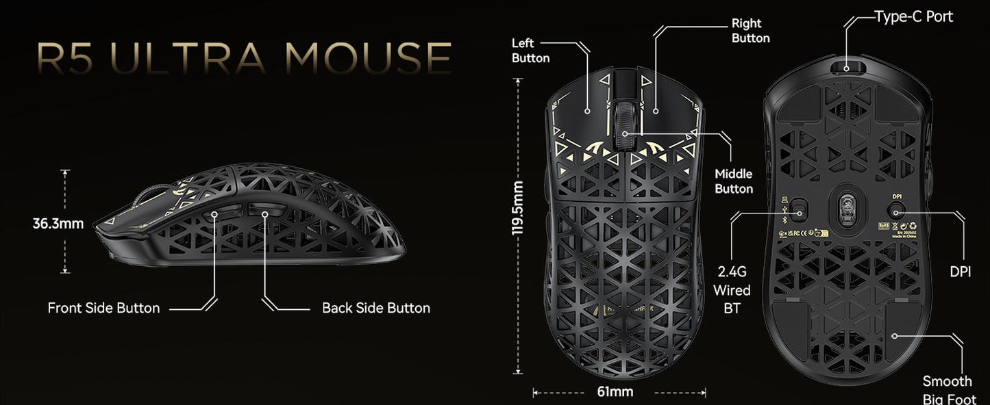 Attack Shark R5 Ultra Wireless 8K Gaming Mouse PAW3950MAX