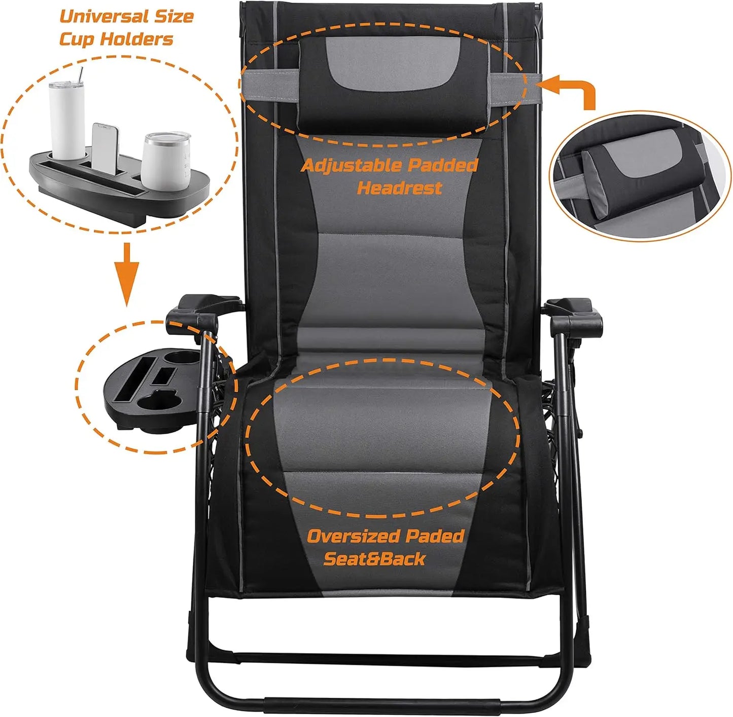 Zero Gravity Recliner Folding Chair For Outdoors With Sunshade