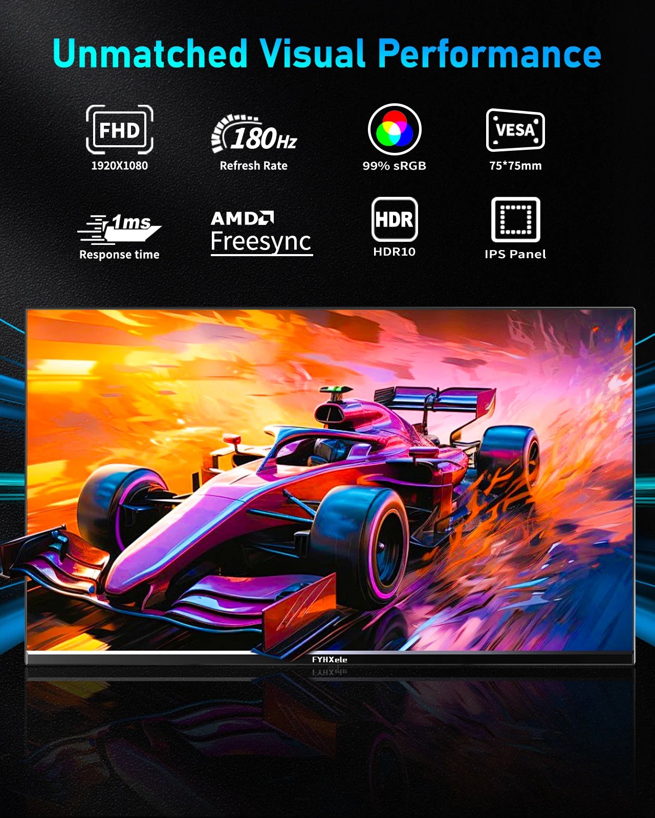 FYHXele 180Hz Gaming Monitor FHD With G Sync HDR Display