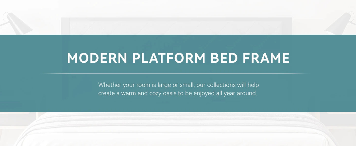 HOOMIC Metal Bed Frame With Upholstered Headboard