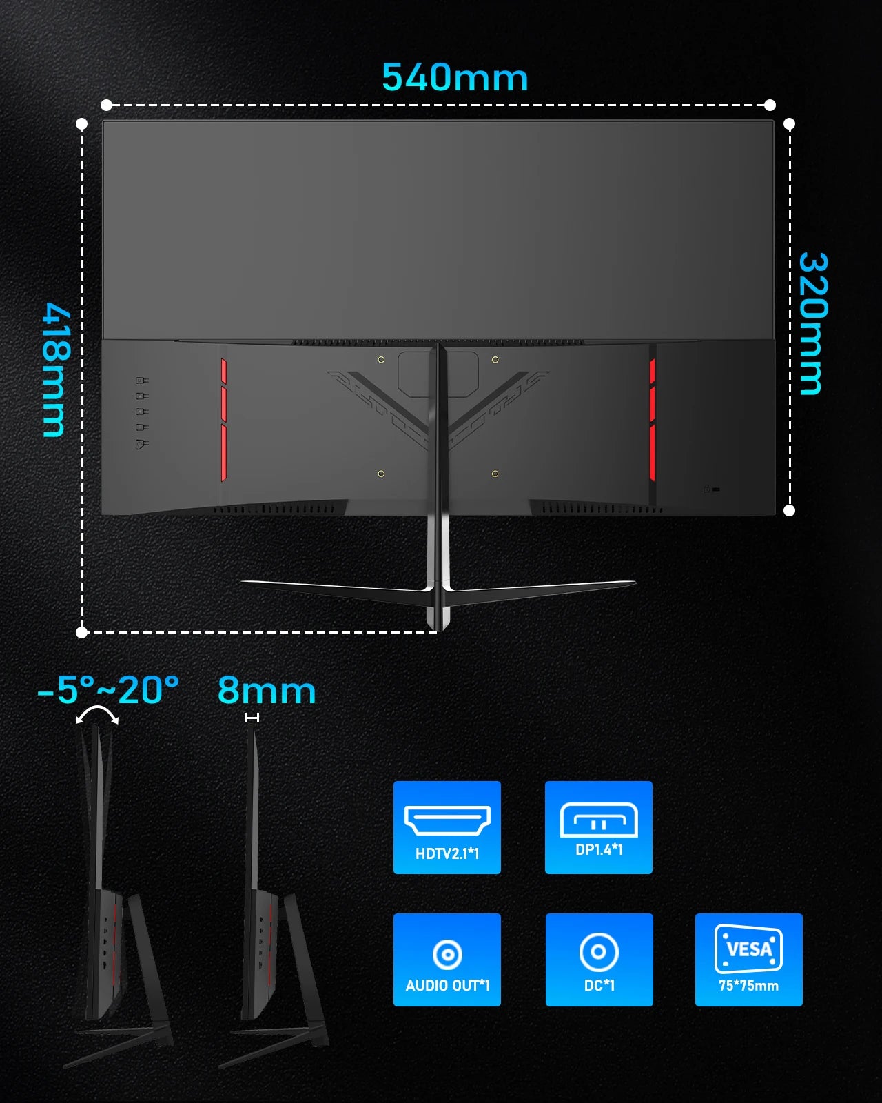 FYHXele 180Hz Gaming Monitor FHD With G Sync HDR Display