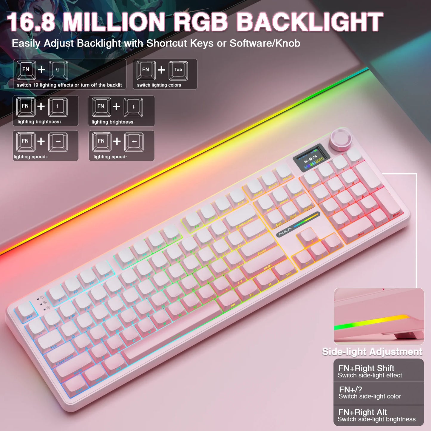 AULA F108 Pro Wireless Keyboard With TFT Smart Display