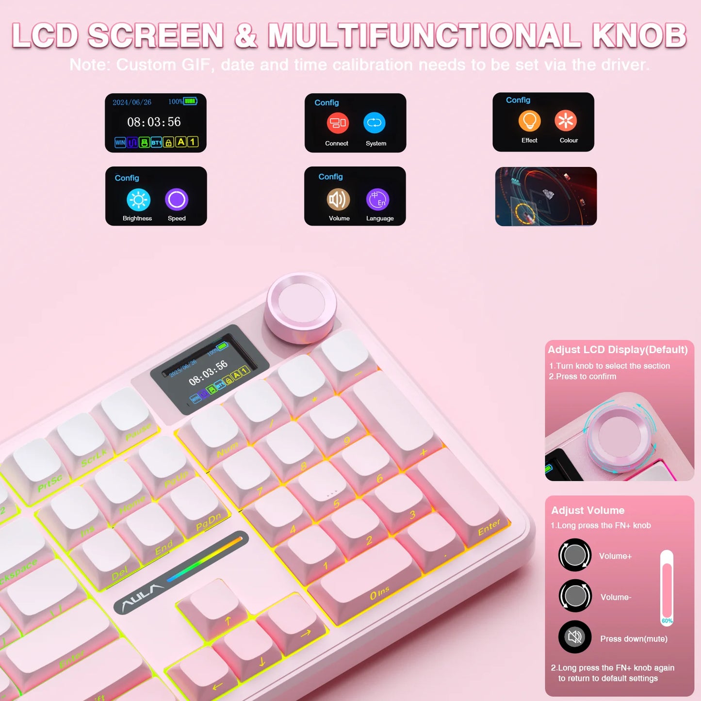AULA F108 Pro Wireless Keyboard With TFT Smart Display