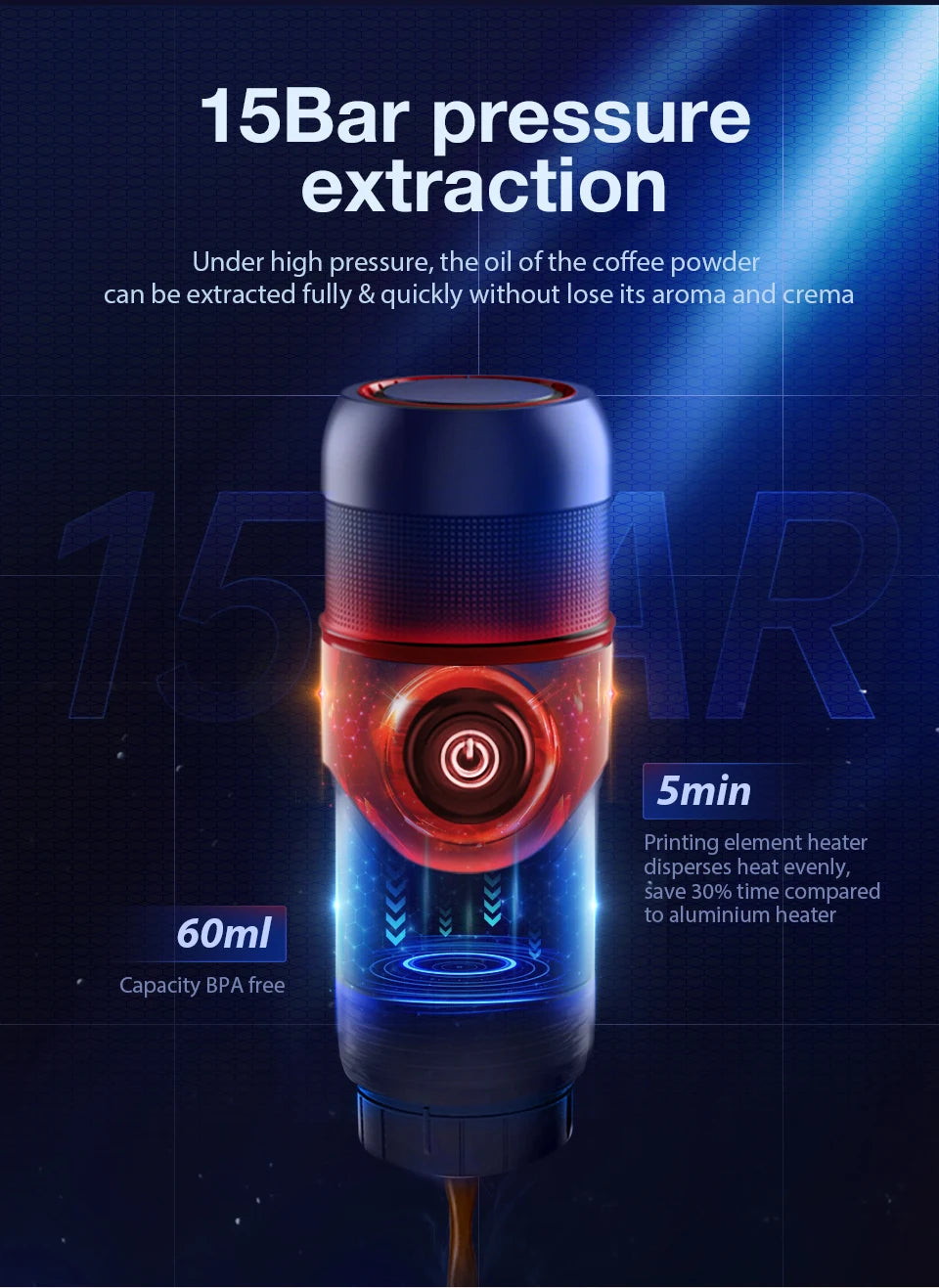 HiBREW Portable DC12V Espresso Coffee Maker For Car And Home