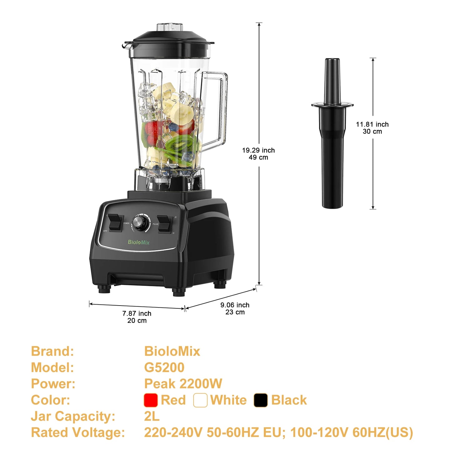 Biolomix BPA Free 3HP Blender Juicer All in One Kitchen