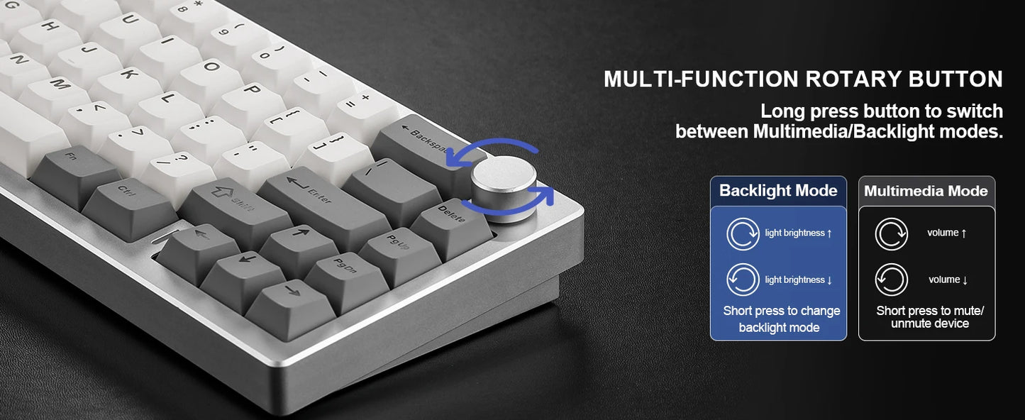YUNZII AL68 Wireless Mechanical Keyboard With Knob QMK VIA