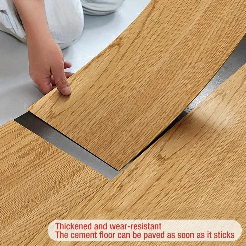 PVC Wood Grain Floor Sticker Set Self-Adhesive Waterproof