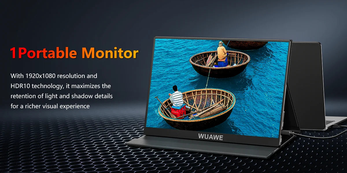 WUAWE Portable Monitor 1080p USB C HDMI HDR Travel Screen