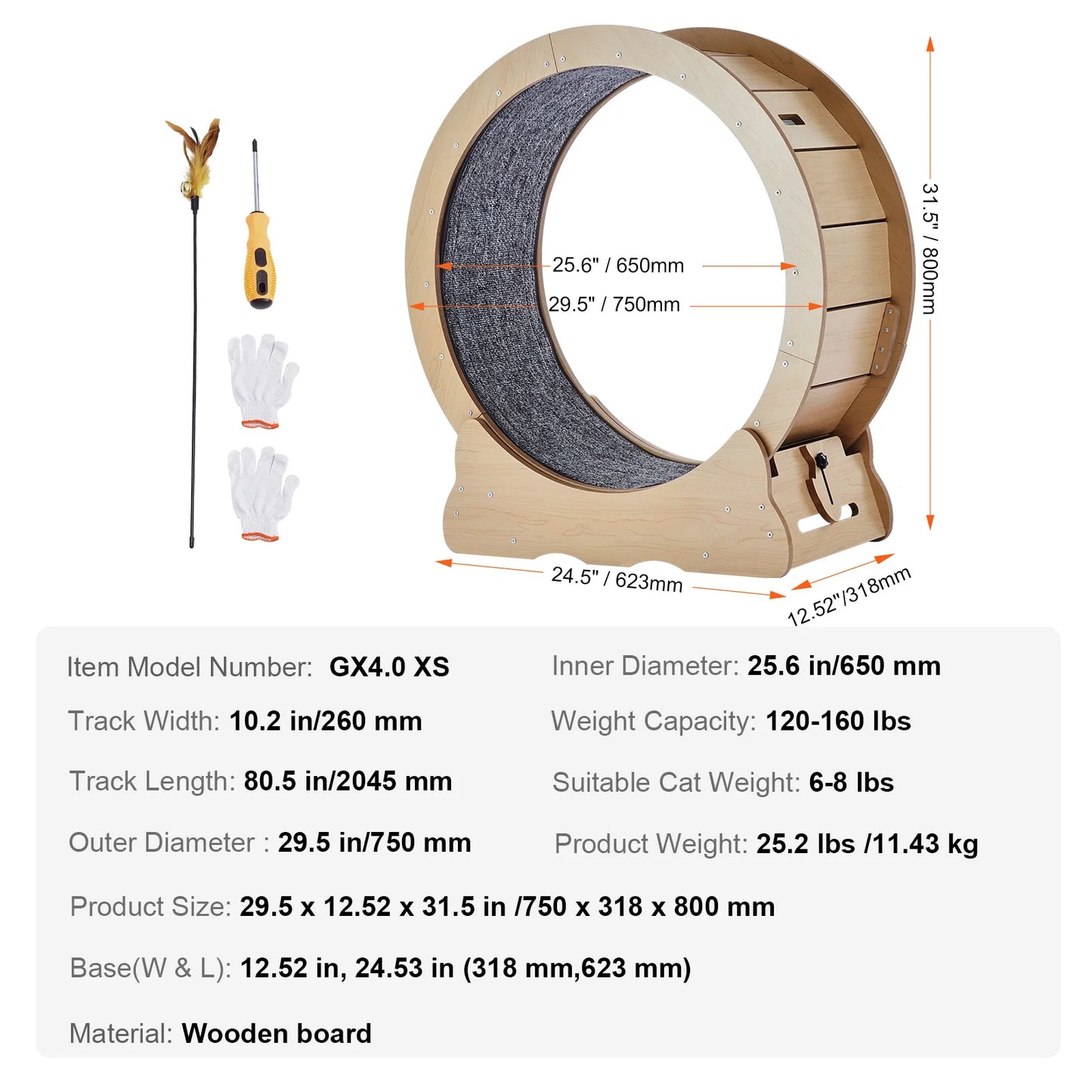 SucceBuy Wooden Cat Exercise Wheel For Indoor Cats And Training