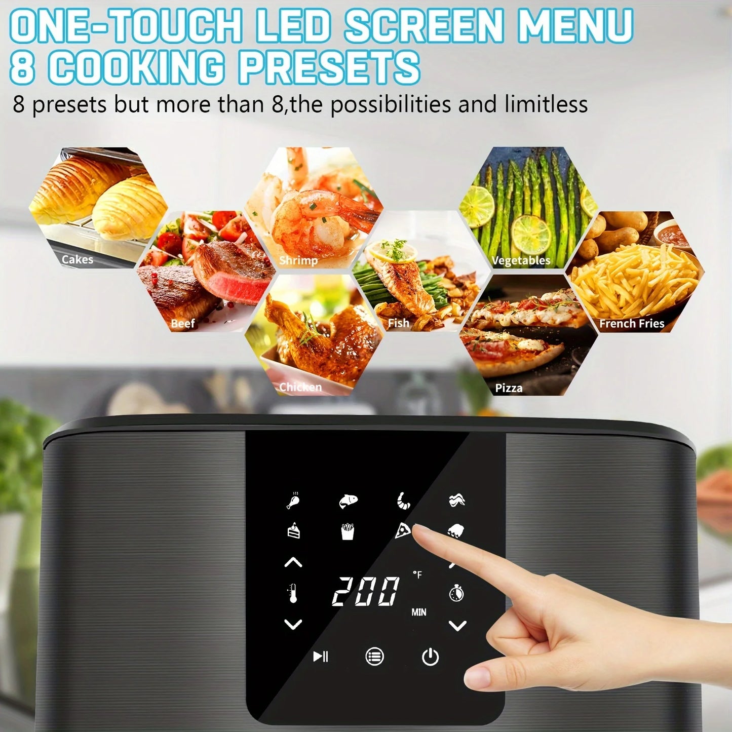 KitCook Air Fryer 1500W With Digital Touch Screen And Presets