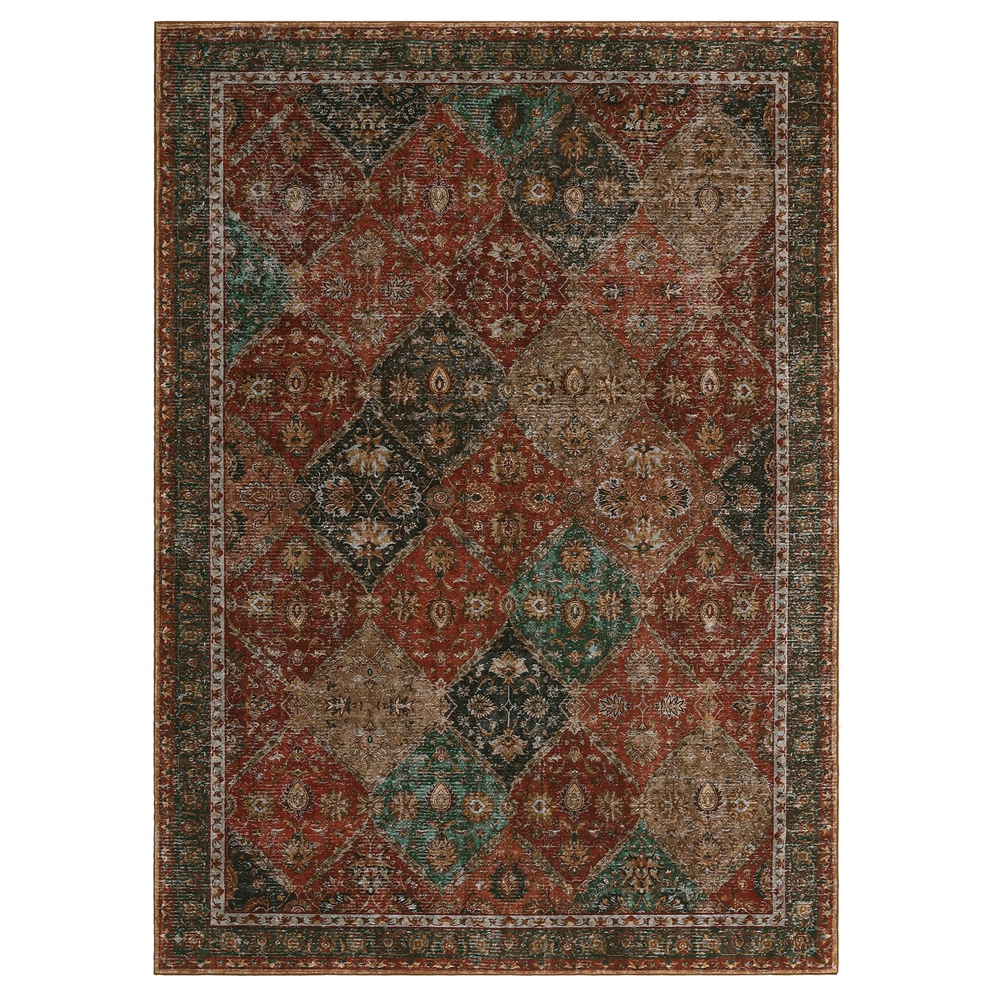 Geometric Moroccan Trellis Non Slip Washable Rug For Living Room