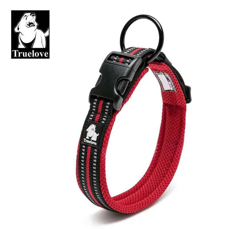 TRUELOVE Adjustable Nylon Dog Collar With Padded Reflective Training