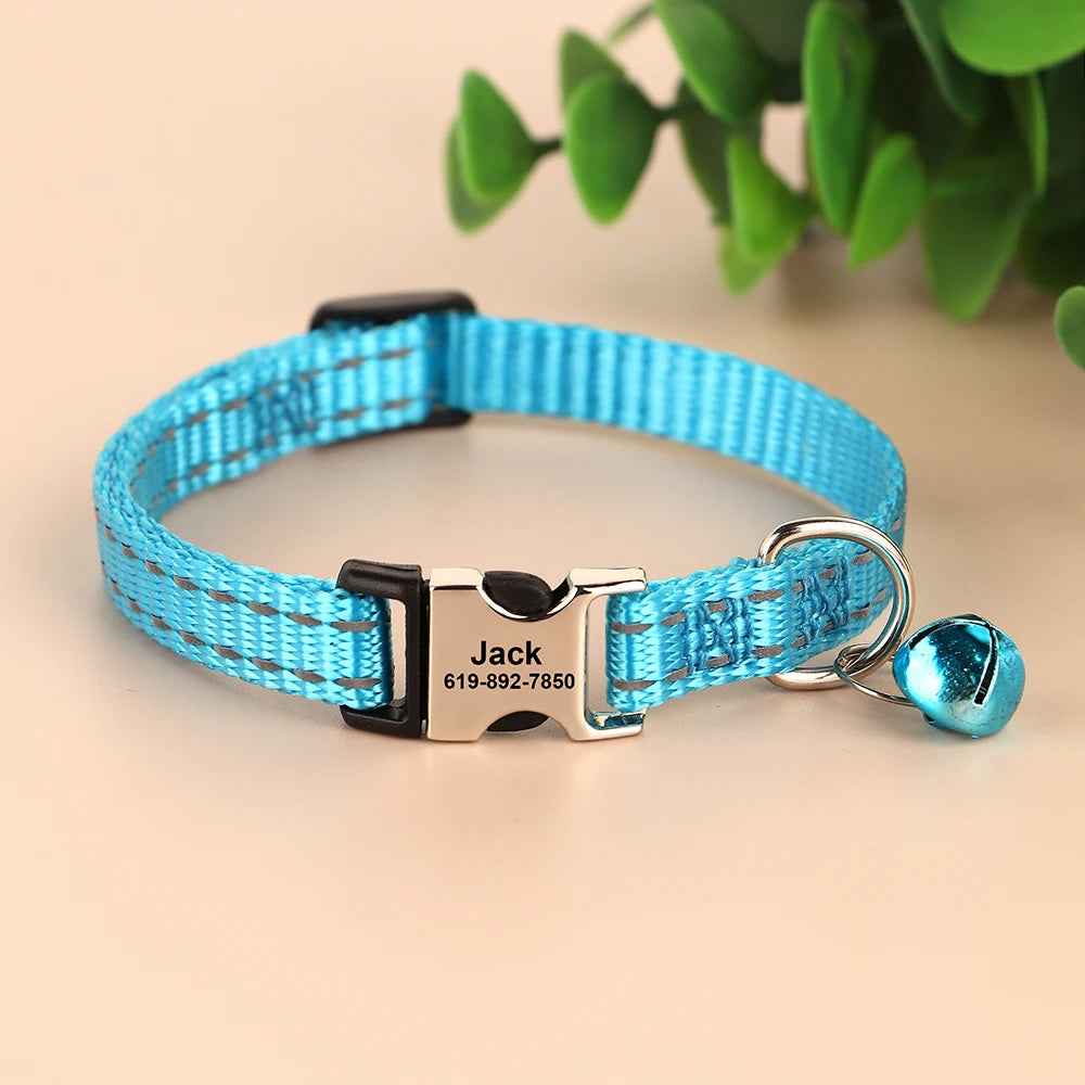 Personalized Cat And Small Dog Adjustable Collar With Engraved Name