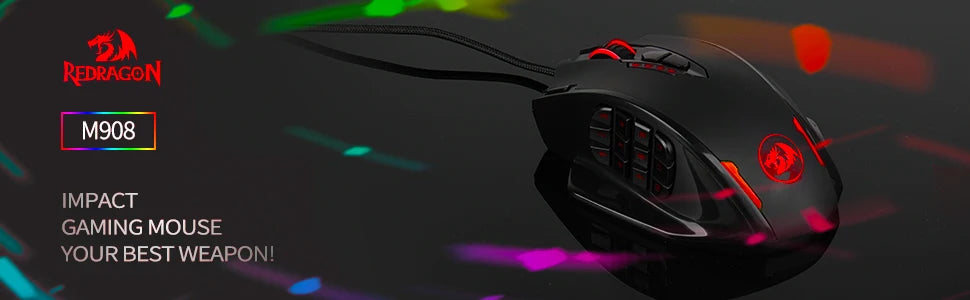 Redragon M908 RGB Backlit Gaming Mouse With 18 Programmable Buttons