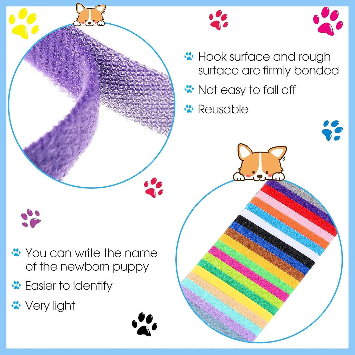 Puppy Whelping Collars Double Sided Adjustable ID Bands