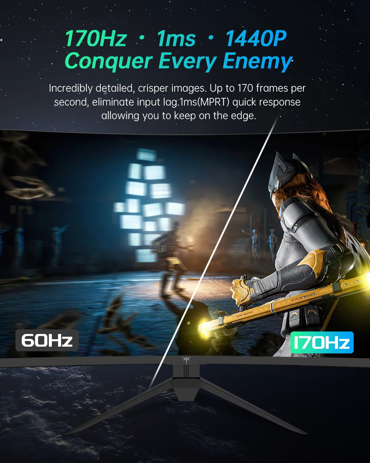 KTC Curved Gaming Monitor 180Hz 2K QHD HDR10 FreeSync GSync
