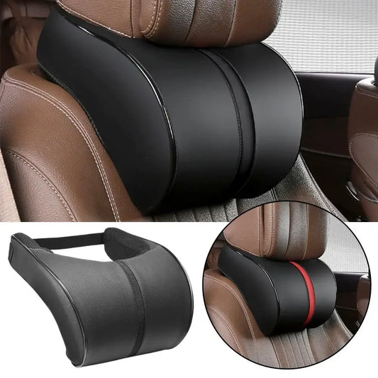 Adjustable Breathable Car Headrest Memory Cotton Cushion Leather Neck Pillow