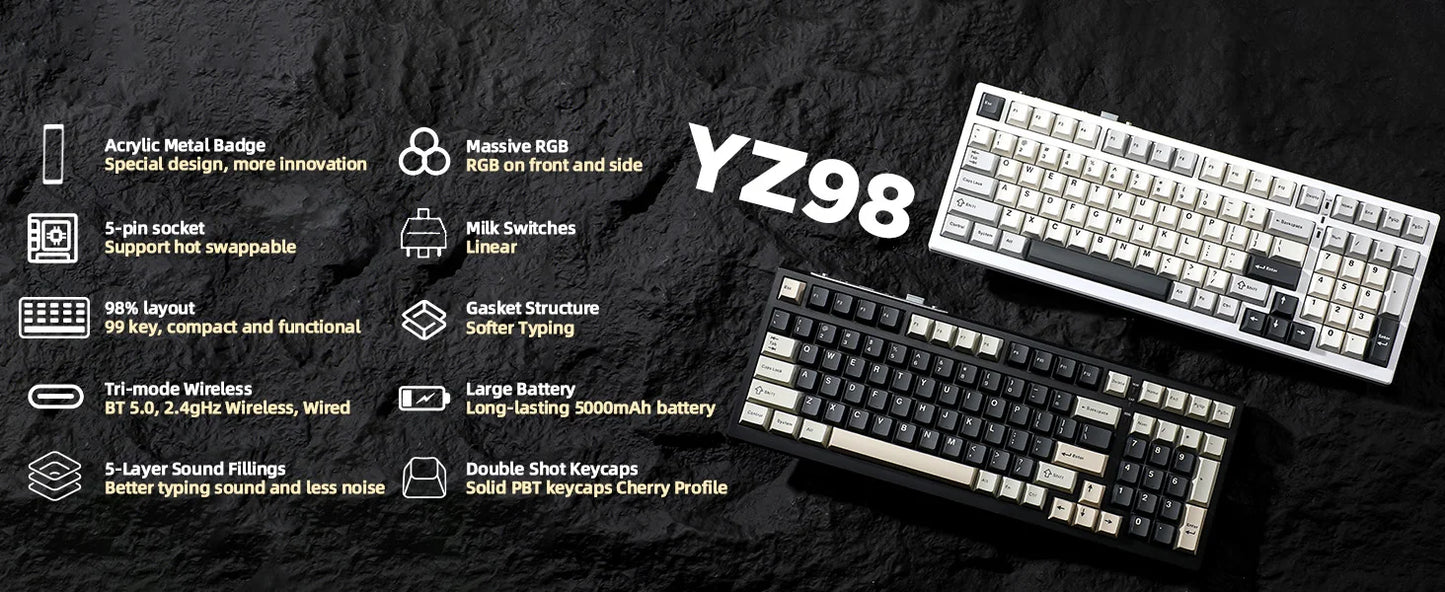 YUNZII YZ98 Mechanical Gaming Keyboard With Hot Swap Gasket