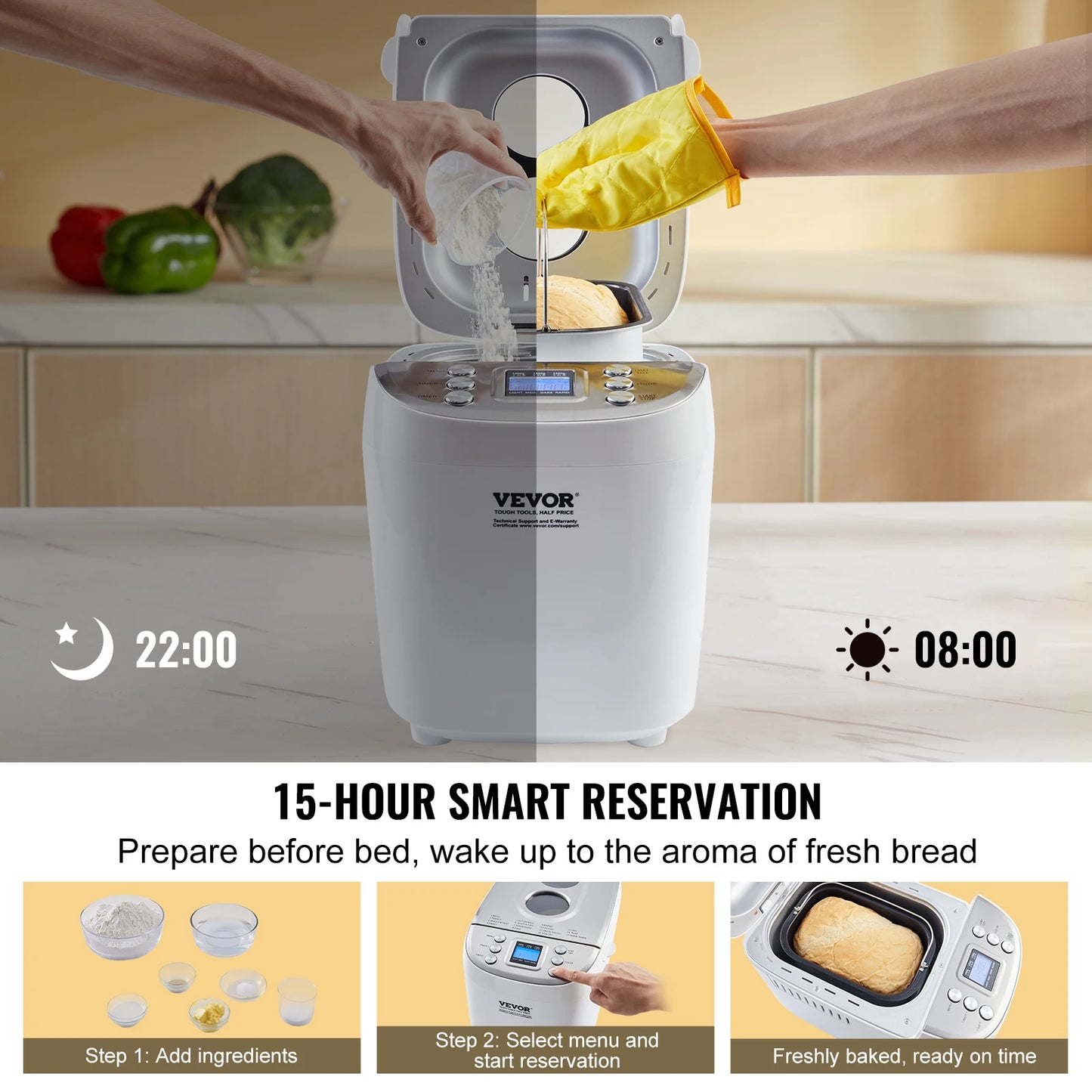 SucceBuy 15 In 1 Gluten Free Automatic Countertop Bread Maker