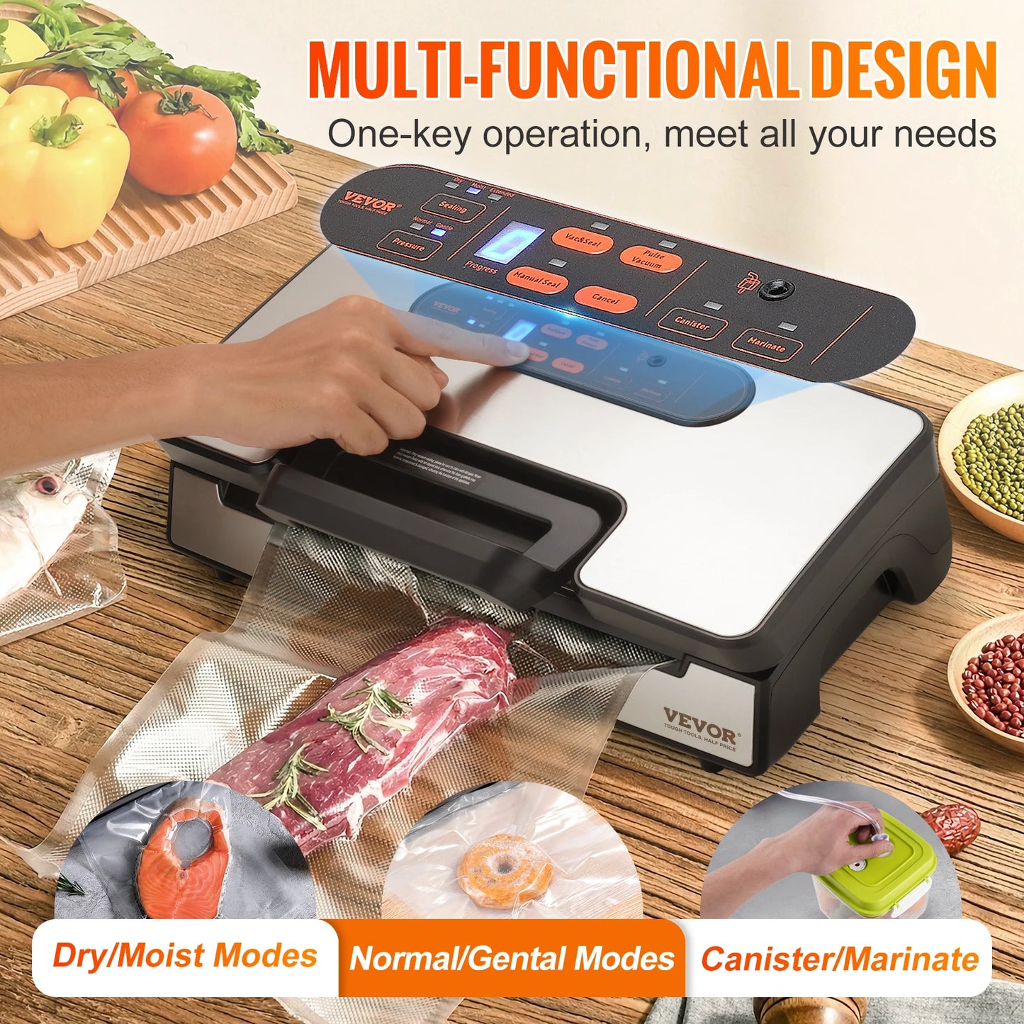 SucceBuy Vacuum Sealer 90Kpa 130W With Free Bags For Kitchen