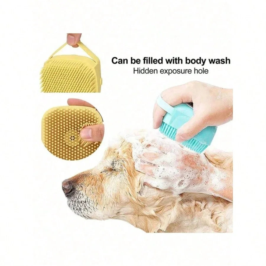 Pet Shampoo Brush for Dogs and Cats with Silicone Dispenser
