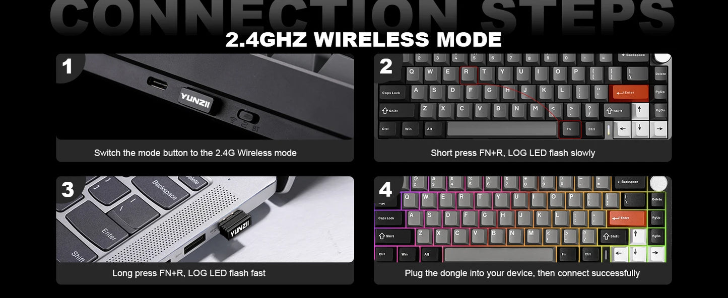 YUNZII AL68 Wireless Mechanical Keyboard With Knob QMK VIA