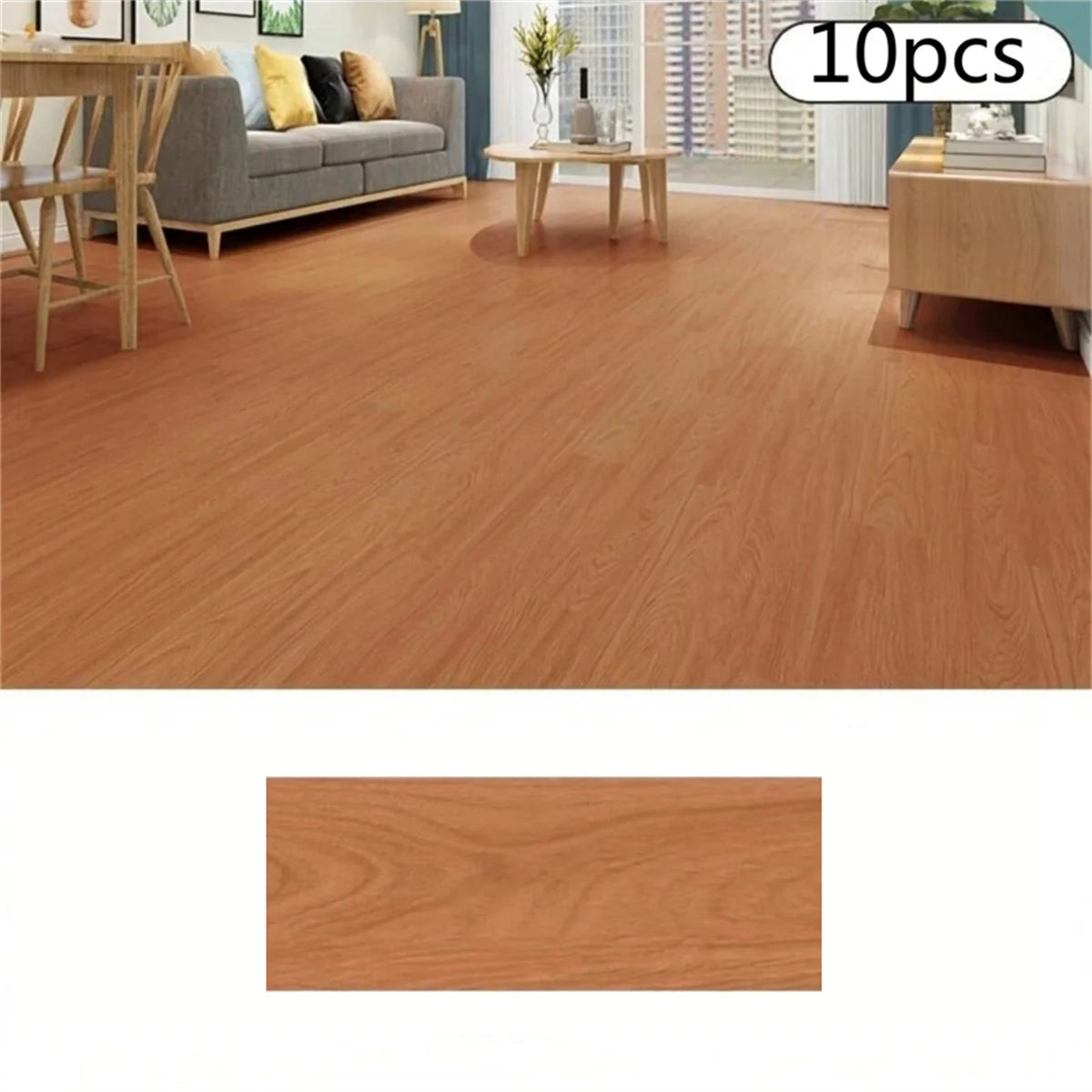 PVC Wood Grain Floor Sticker Set Self-Adhesive Waterproof