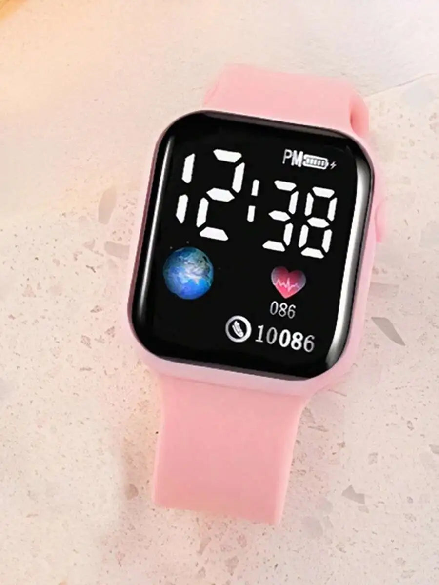 Smart Led Digital Display Watch For Women With Heart Rate Monitor Step Counter