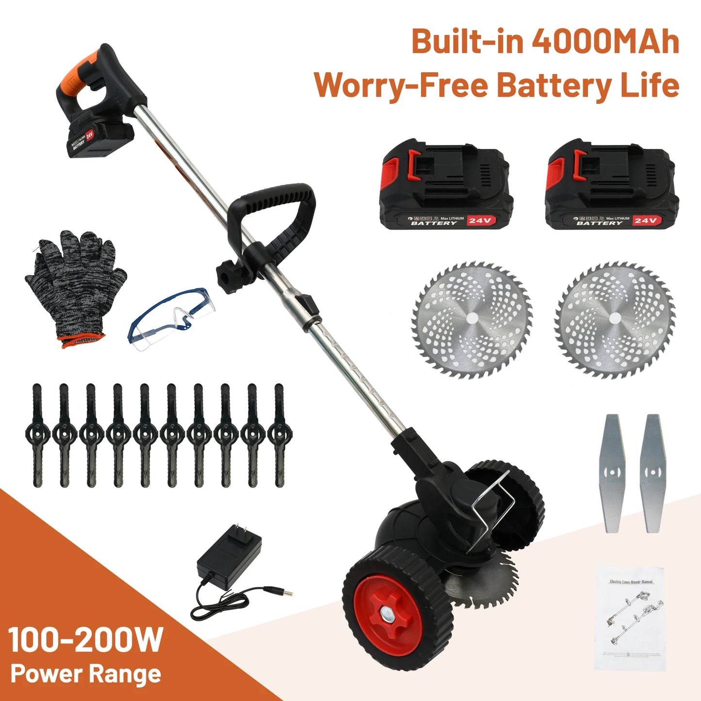 Cordless 21V Electric Weed Trimmer With Wheels 3 In 1