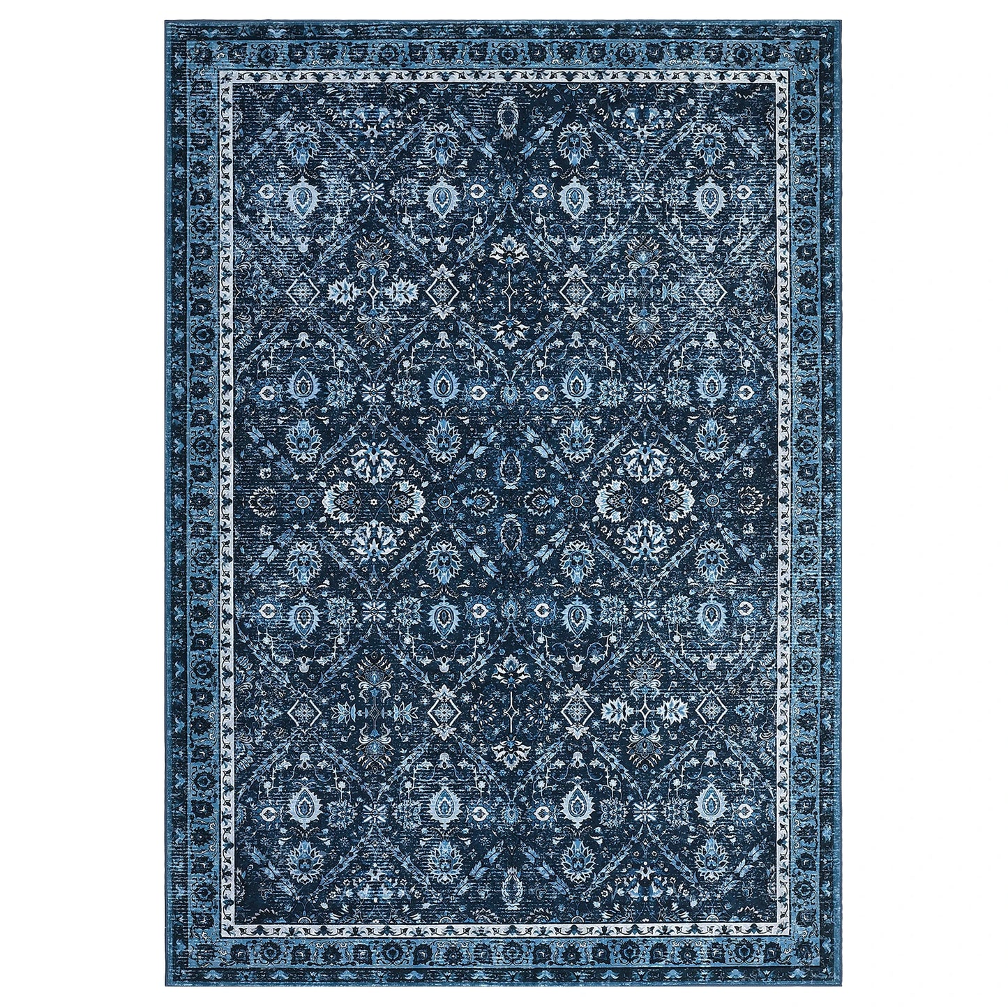 Geometric Moroccan Trellis Non Slip Washable Rug For Living Room