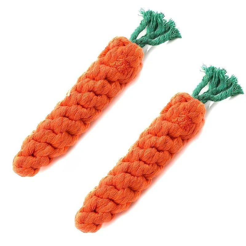 Pet Knot Carrot Shape Cotton Rope Chew Toy For Pets