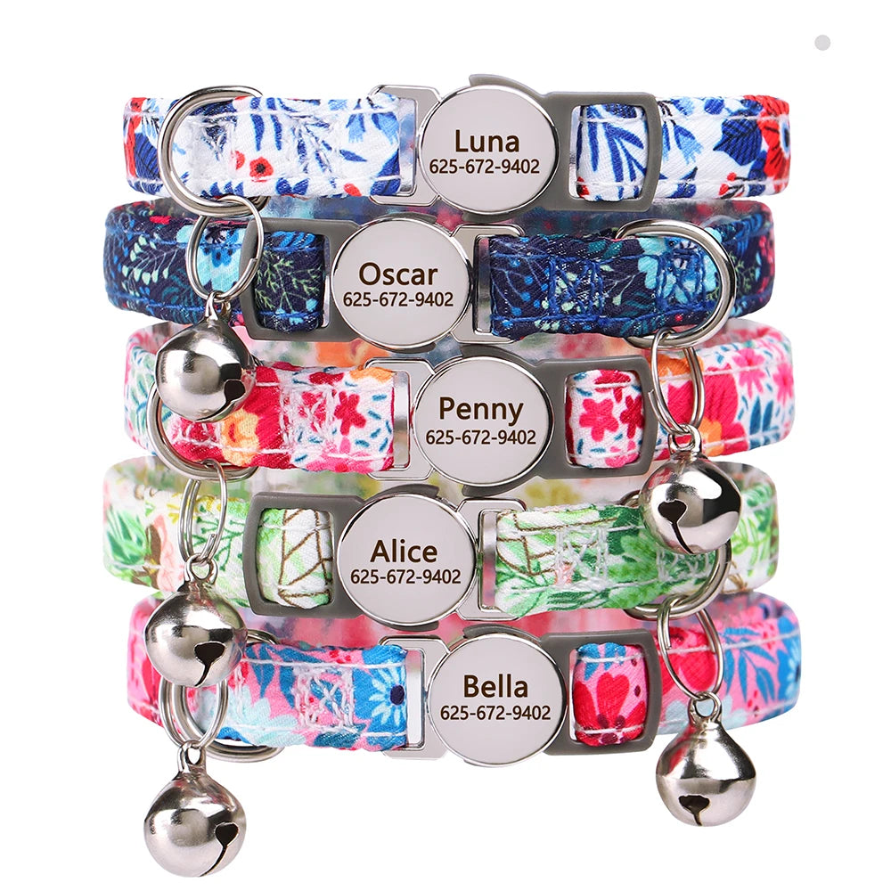 Personalized Cat And Small Dog Adjustable Collar With Engraved Name