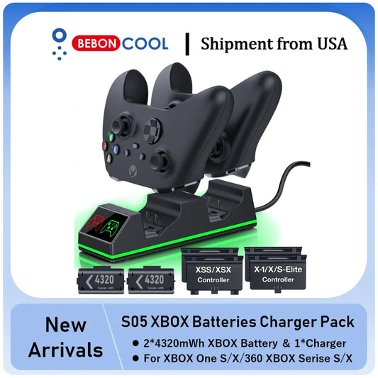 Beboncool S05 Rechargeable Batteries With Dual Fast Charger For Xbox