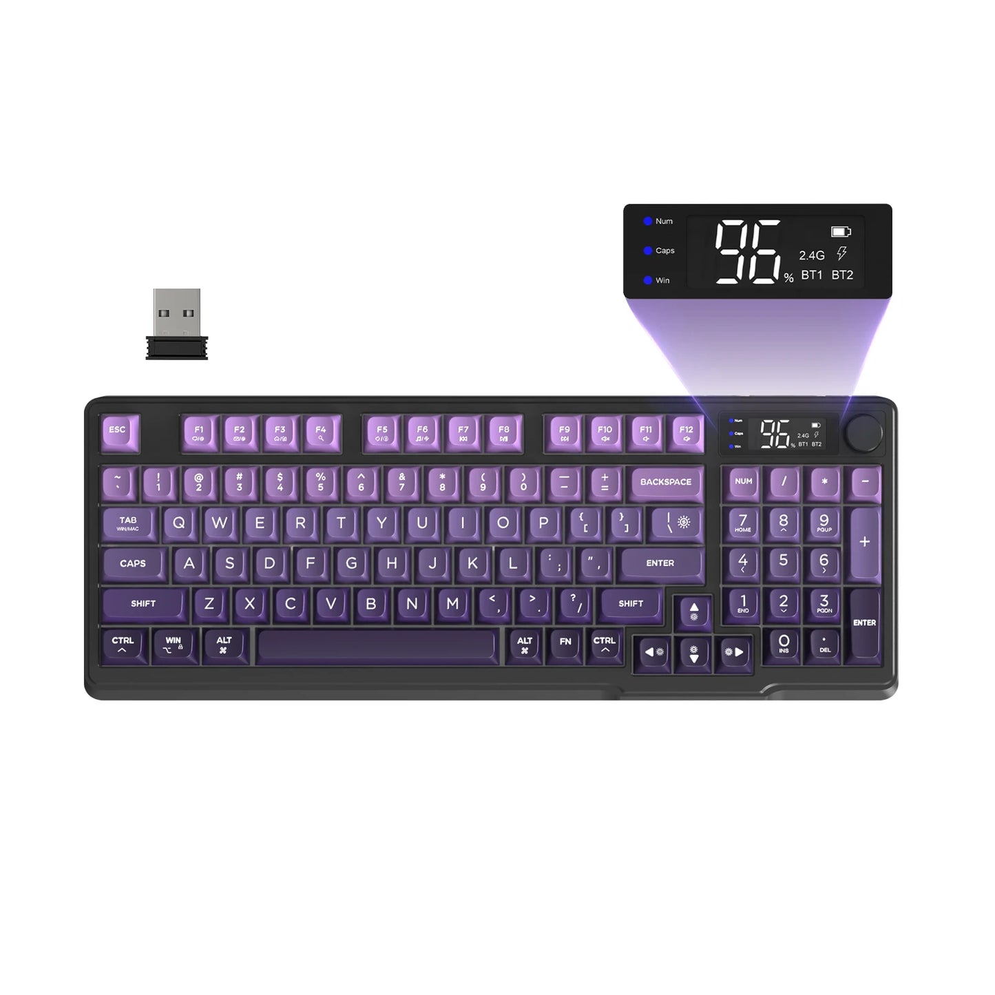 Attack Shark Wireless Gaming Keyboard with Display Screen and Knob