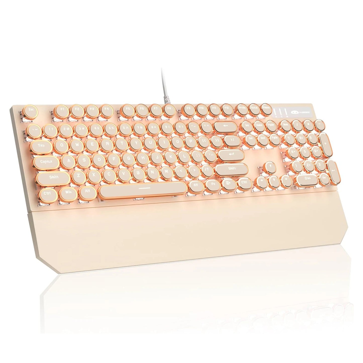 MageGee Typewriter Mechanical Gaming Keyboard Retro Round Keycaps