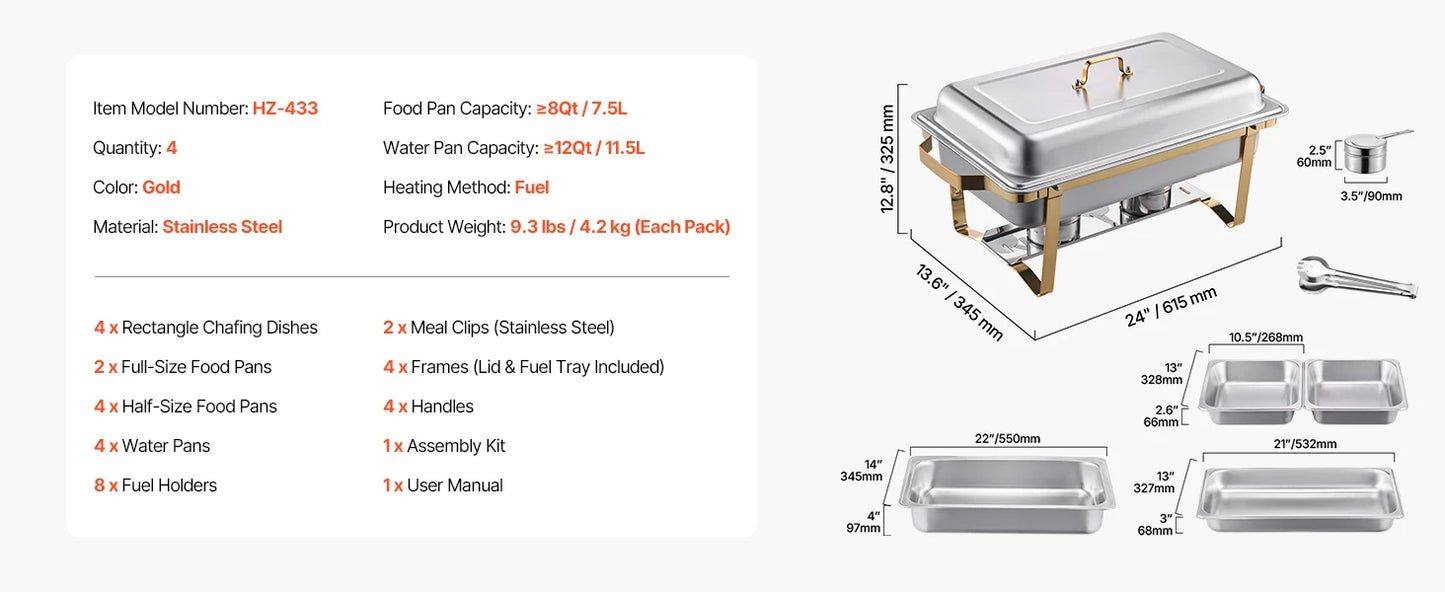SucceBuy Chafing Dish Buffet Set Stainless Steel With Pans