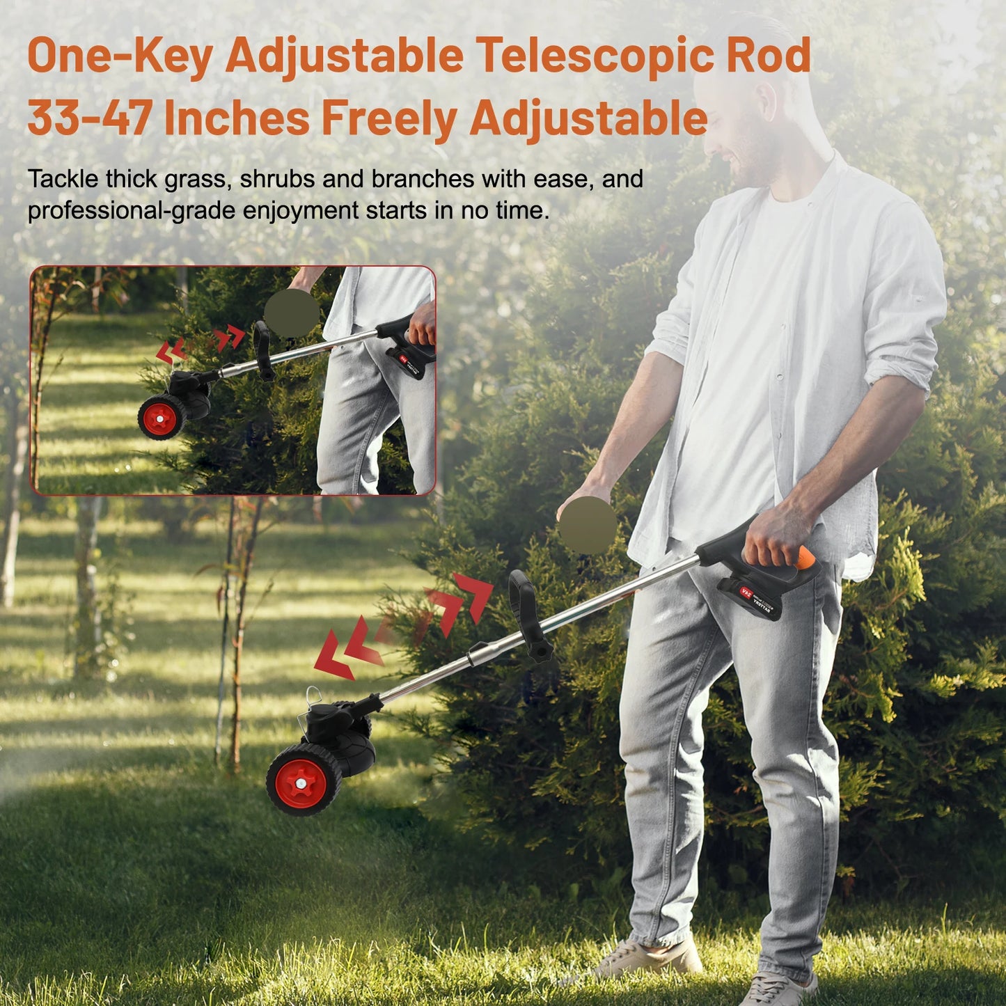 Cordless 21V Electric Weed Trimmer With Wheels 3 In 1