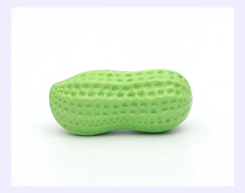Dog Peanut Shaped Chew Toy Squeaker Rubber Teething Toy