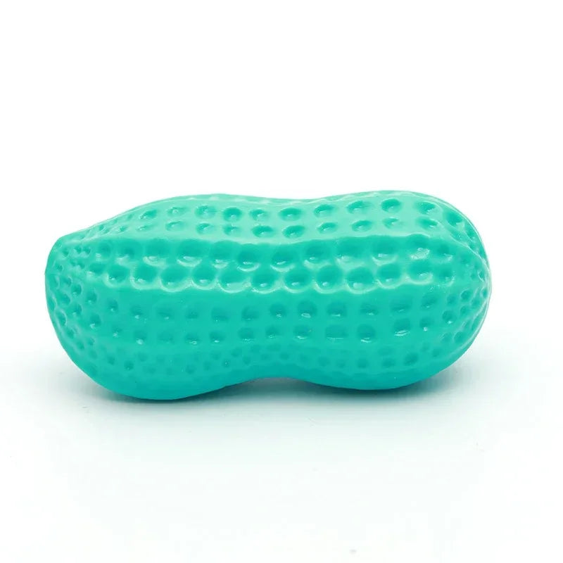 Dog Peanut Shaped Chew Toy Squeaker Rubber Teething Toy