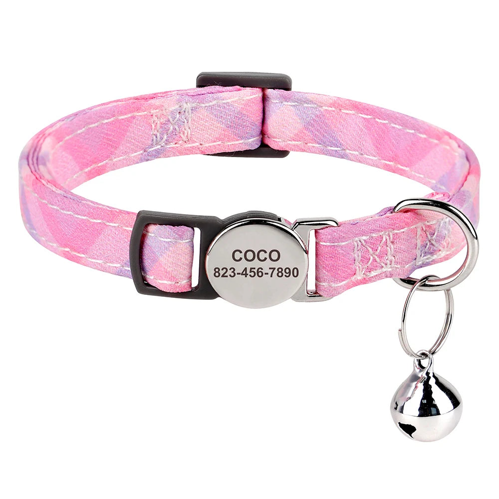 Personalized Cat And Small Dog Adjustable Collar With Engraved Name
