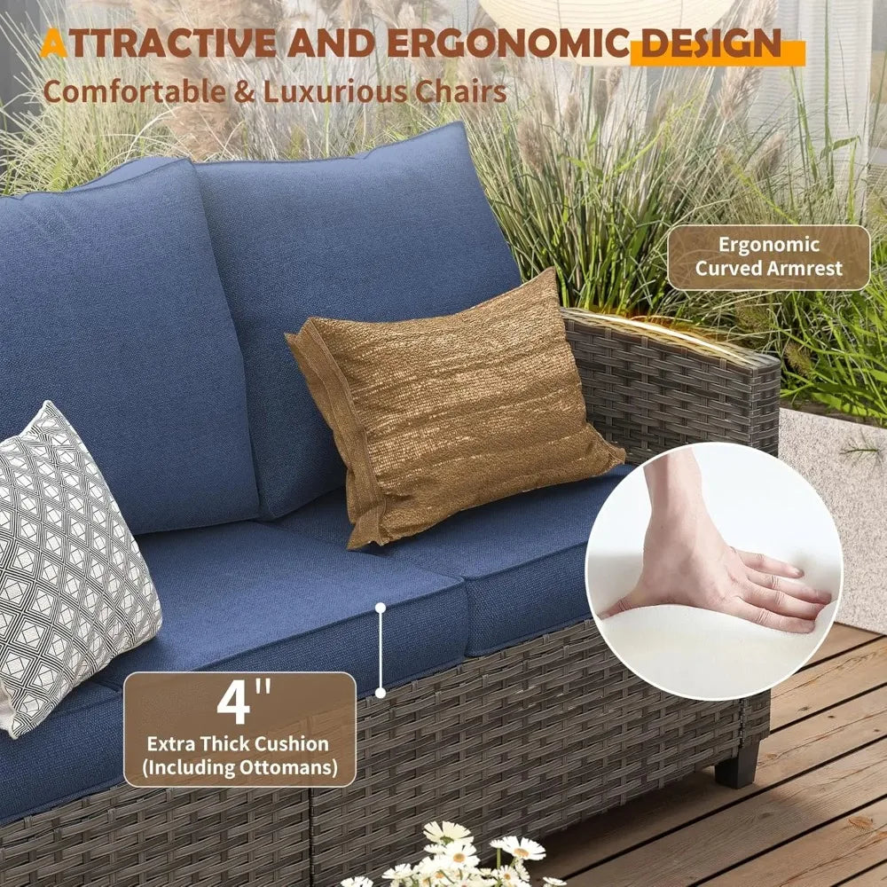 Patio Furniture Set Outdoor Sectional Sofa With Swivel Chair