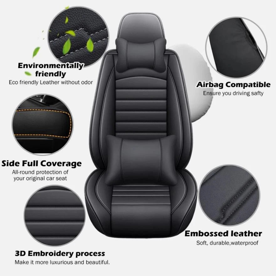 5-Seat Universal Car Seat Covers, Waterproof PU Leather